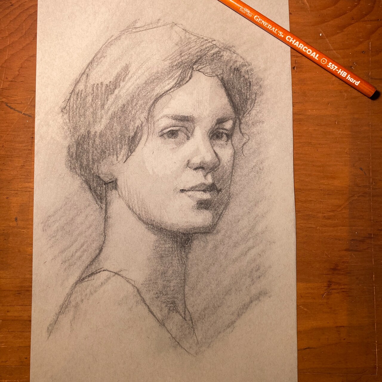 Charcoal Portrait Drawing with General Pencil